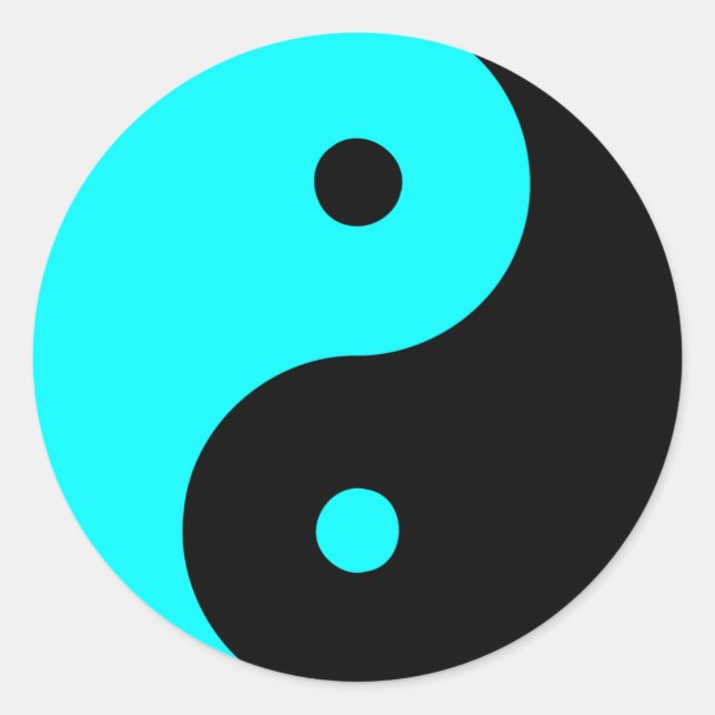 Sticker Rond Yin Yang Ying signe taoïsme chinois Taijitu bleu (Devant)