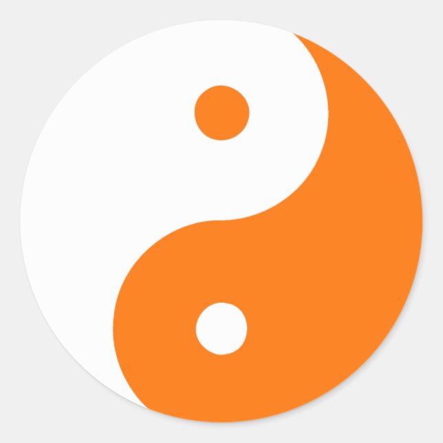 Sticker Rond Yin Yang Ying signe taoïsme chinois Taijitu orange (Devant)