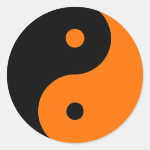 Sticker Rond Yin Yang Ying signe taoïsme chinois Taijitu orange