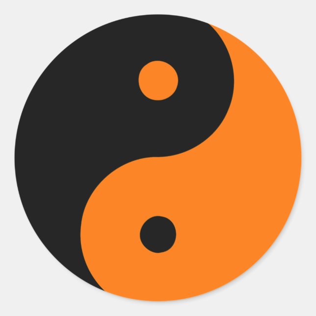 Sticker Rond Yin Yang Ying signe taoïsme chinois Taijitu orange (Devant)