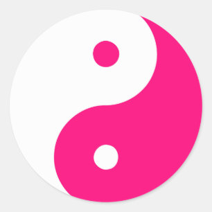 Sticker Rond Yin Yang Ying signe taoïste chinois Taijitu rose