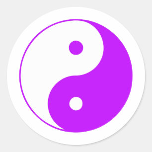 Sticker Rond Yin Yang Ying signe taoïste Taijitu chinois violet