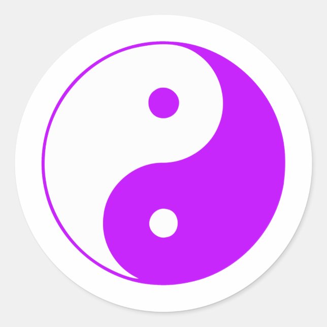 Sticker Rond Yin Yang Ying signe taoïste Taijitu chinois violet (Devant)