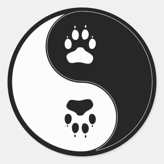 Sticker Rond Ying Yang Empreinte de patte (Devant)