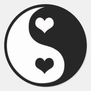 Sticker Rond Ying-Yang Love