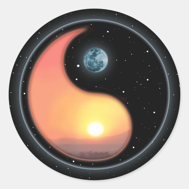Sticker Rond Ying Yang Sunset (Devant)