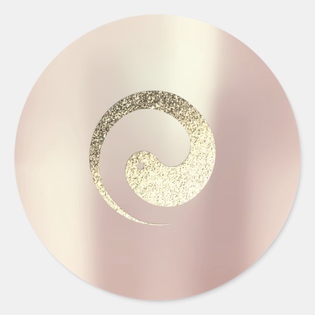 Sticker Rond Ying Yang Symbol Balance Rose Gold Pace Spirituel (Devant)