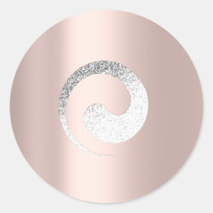 Sticker Rond Ying Yang Symbole Balance Rose gris Pace Spirituel