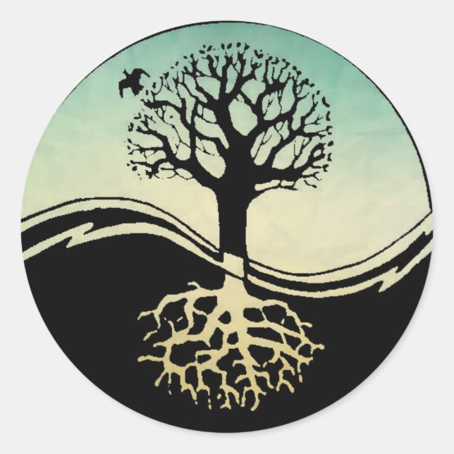 Sticker Rond Ying Yang Tree of Life (Devant)