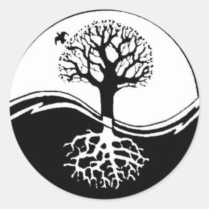 Sticker Rond Ying Yang Trees
