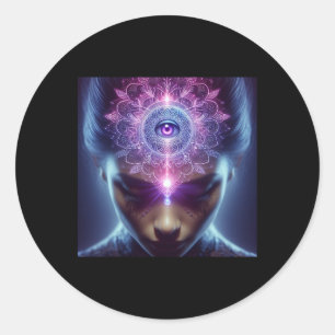 Sticker Rond Yoga Ajna Conscience Troisième Œil Chakra Brahman
