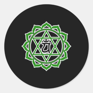 Sticker Rond Yoga Anahata Cœur Vert Chakra