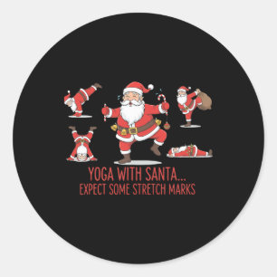 Sticker Rond Yoga avec le Père Noël Attendez-vous à quelques ve
