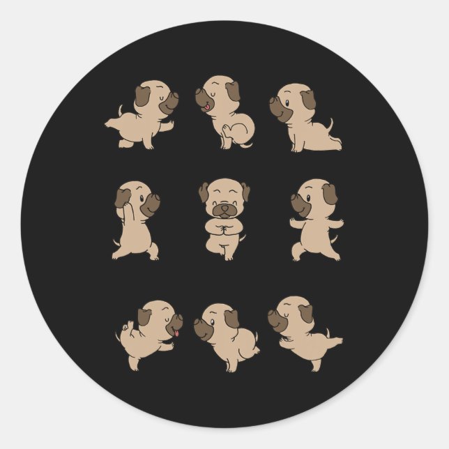 Sticker Rond Yoga de caniches  (Devant)