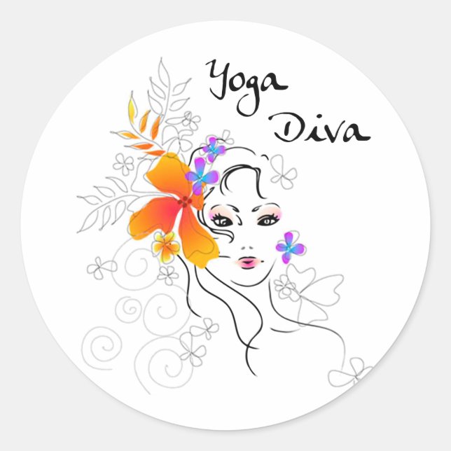 Sticker Rond Yoga Diva (Devant)