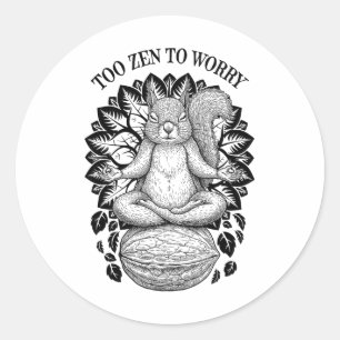 Sticker Rond Yoga drôle Méditation de petit écureuil mignon Tro