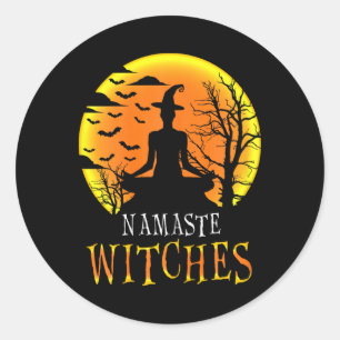 Sticker Rond Yoga drôle Namaste sorcières Halloween filles femm