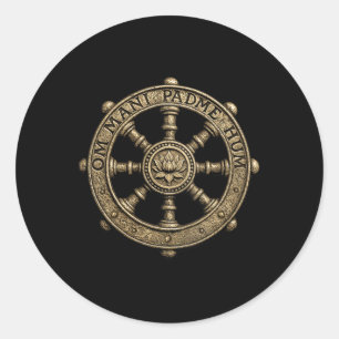 Sticker Rond Yoga Élégant Fleur de Lotus Roue Dharma Spirituel