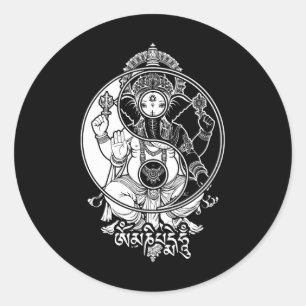 Sticker Rond Yoga Éléphant Dieu Ganesh Ganesha Indien Yin Yang
