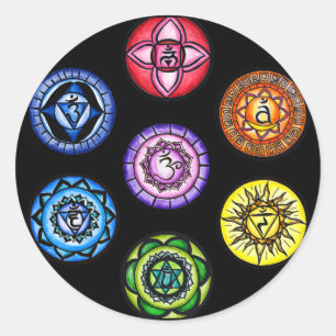 Sticker Rond Yoga - énergie de 7 Chakras