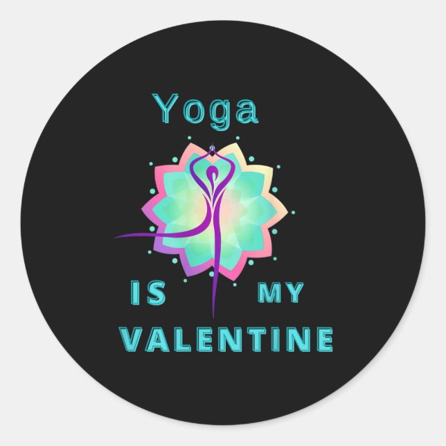 Sticker Rond Yoga Est Mon Valentin  (Devant)