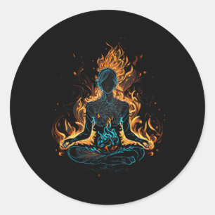 Sticker Rond Yoga Flammes Méditation Namaste Professeur de Yoga