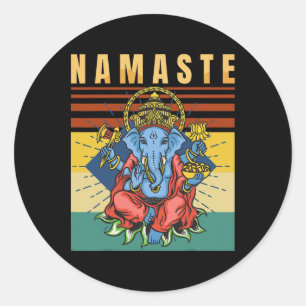Sticker Rond Yoga - Ganesha - Méditation Spirituelle - Namaste 