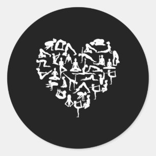 Sticker Rond Yoga Gansha Namasté Postures de cœur Méditation