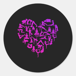 Sticker Rond Yoga Gansha Namasté Postures de cœur Méditation _1
