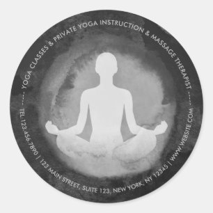 Sticker Rond Yoga instructeur de méditation Sukhasana Pose Zen