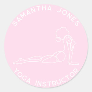 Sticker Rond Yoga instructeur yogi pose entreprise studio moder