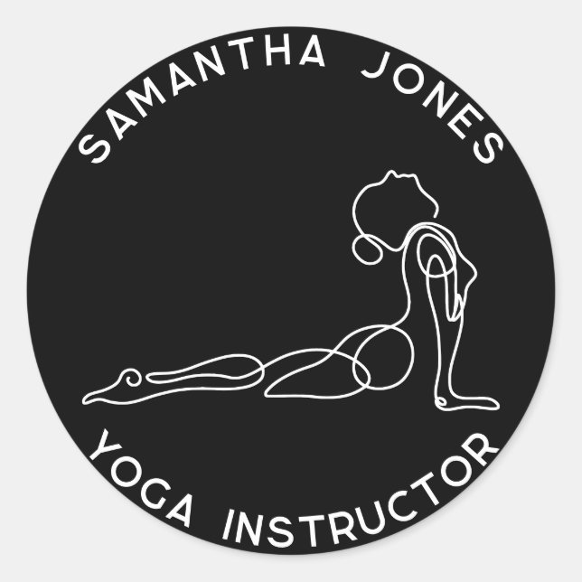 Sticker Rond Yoga instructeur yogi pose entreprise studio moder (Devant)