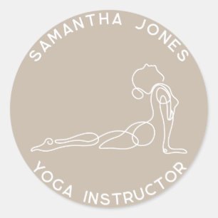 Sticker Rond Yoga instructeur yogi pose entreprise studio moder