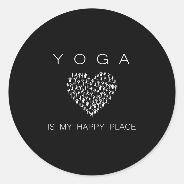 Sticker Rond Yoga Is My Happy Place Insrational Motivational  (Devant)