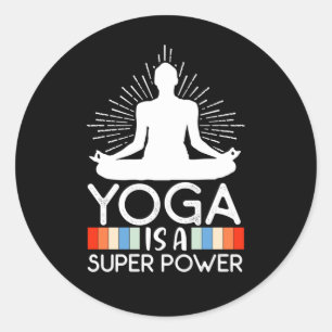 Sticker Rond Yoga Lover   Le Yoga Est Une Super Puissance