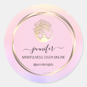 Sticker Rond Yoga Méditation Thérapeutique Couch Blush
