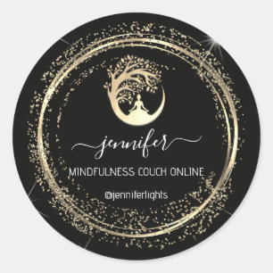 Sticker Rond Yoga Mindfulist Couch Gold Frame Black
