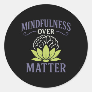 Sticker Rond Yoga Pleine Conscience Sur Problème Lotus Cerveau