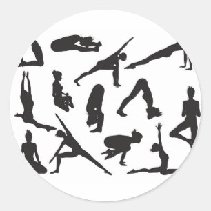 Sticker Rond Yoga pose femmes silhouettes
