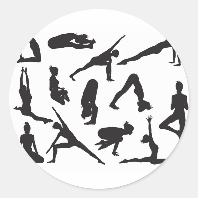 Sticker Rond Yoga pose femmes silhouettes (Devant)