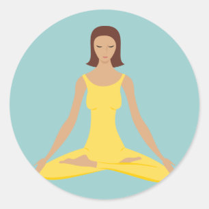 Sticker Rond Yoga Pose Girl