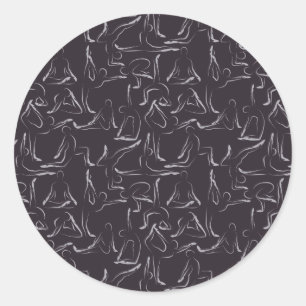 Sticker Rond Yoga pose motif Yoga sans couture motif 15