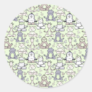 Sticker Rond Yoga pose motif   Yoga sans couture motif 46
