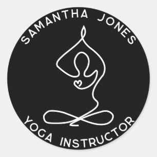 Sticker Rond Yoga professeur studio yogi pose entreprise modern