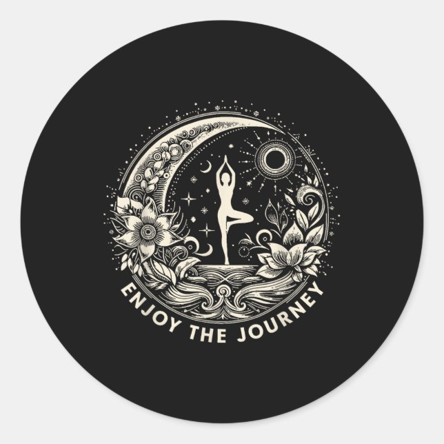 Sticker Rond Yoga Profitez Du Voyage (Devant)