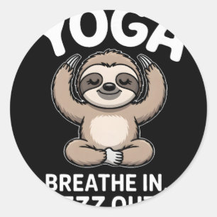 Sticker Rond Yoga Respirer En Zzz Sortir Paresseux _1