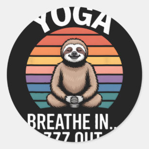 Sticker Rond Yoga Respirer En Zzz Sortir Paresseux _8