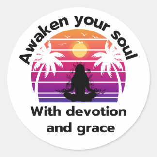 Sticker Rond Yoga : Réveillez votre âme avec dévouement et grâc