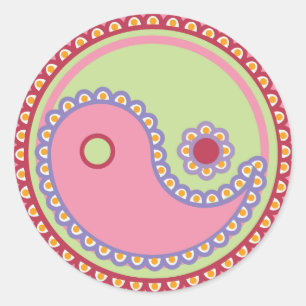 Sticker Rond Yoga Speak Baby : Symbole Paisley Yin-Yang