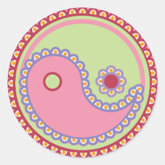 Sticker Rond Yoga Speak Baby : Symbole Paisley Yin-Yang